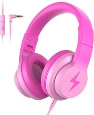 Kids Headphones, Wired Headphones for Over Ear with Gradient Deep Pink
