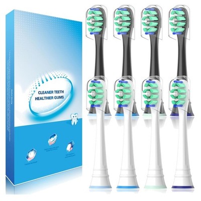 Ersatzbürsten Kompatibel mit Philips Sonicare 8er Set Schwarz Weiß Bequem