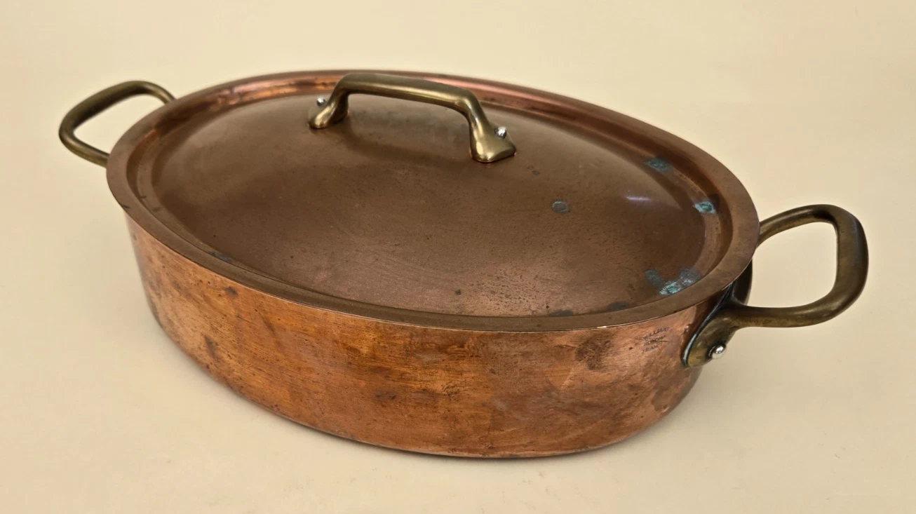 Vtg. Williams Sonoma France Copper Oval Casserole Dutch Oven w/ Lid 12 X 9 X 3"
Opens in a new windo