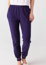 Sundry Navy Blue Stripe Cuff Faux Sherpa Joggers Sweatpants Women s Sz 3 Large