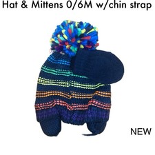 Cat  Jack Toddler's Beanie/Hat and Mitten Set- Size: 0-6 Months