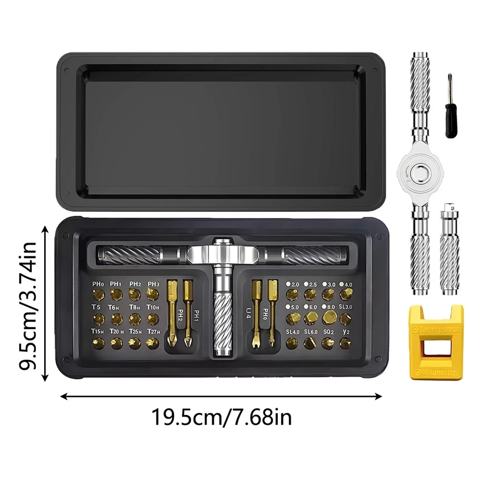 30 in 1 Magnetic Screwdriver Set, Multi Bit Ratchet Screwdriver Set w/ T Handle - Image 2 of 4