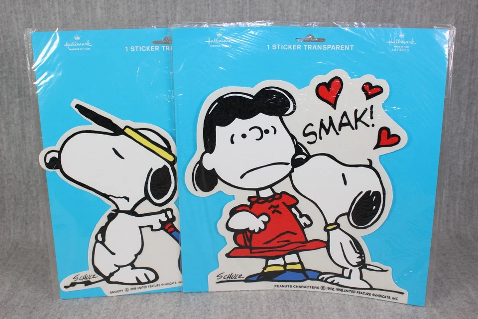 SNOOPY Peanuts Hallmark Stickers Vintage Italy Kissing Lucy | Tennis 1980s New - Bild 2 von 4