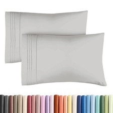 2 Pack Queen Size Pillow Covers, Cozy Breathable, Machine Washable, Grey
