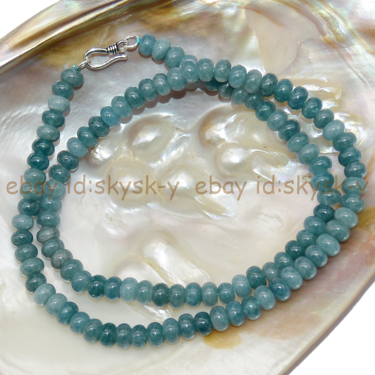 Blue Aquamarine Faceted Bead Necklace - 4x6mm Roundels, 16-28" With Silver Clasp, Handmade