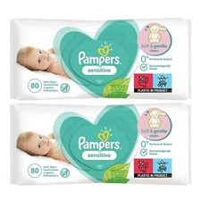Pampers Sensitive Fragrance Free Baby Wipes, 80 Wipes Pack of 2 