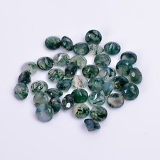 Natural Moss Agate Faceted Cut Round Shape Gemstone Wholesale Loose Stones Lot