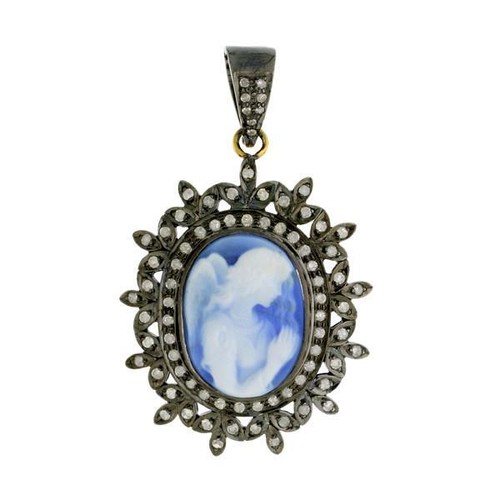 Pendentif Fleur En Argent 925 Avec Citrine 0.75ct Et Diamants - Chaîne 18 Pouces - Neuf Sans Emballage
