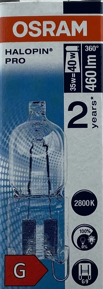 Halogen G9 Bulb Osram 35W G9 eco 240 Volt 35W = 40W 240v Clear 66733 Pack of 8 - Image 3 of 4
