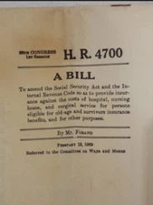 Vintage 86th Congress Kowalski Bill Hosp/Surg Insurance Soc. Sec. Booklet 1959