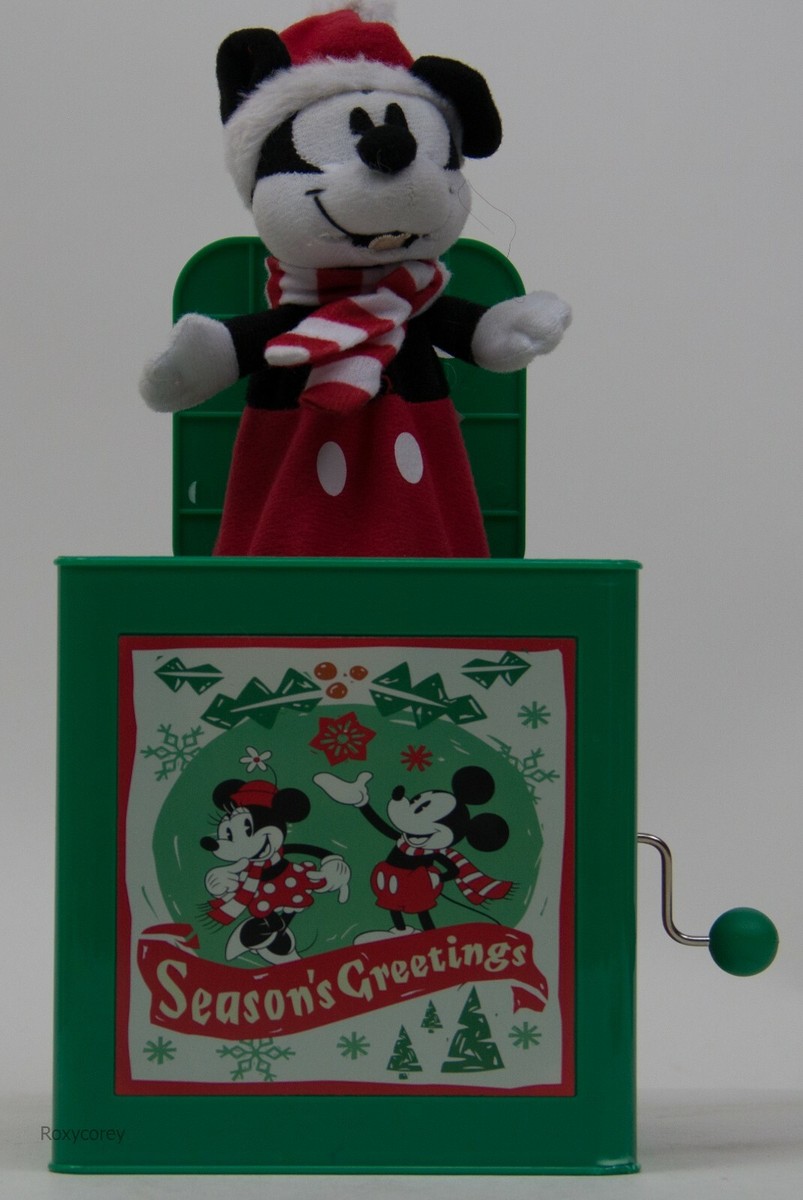 Gemmy Disney Mickey Mouse Santa Christmas Jack-in-the-Box Deck the