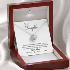 For My Daughter Love Mom Necklace Knot Pendant Gifts From Mother To Girls