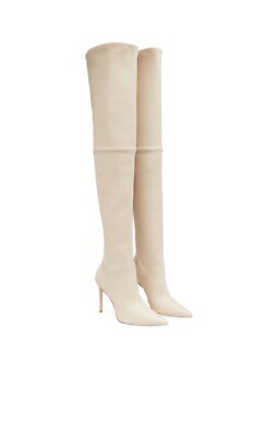 stuart weitzman ultrastuart 100 stretch boot  4.5 Nappa Dune Beige