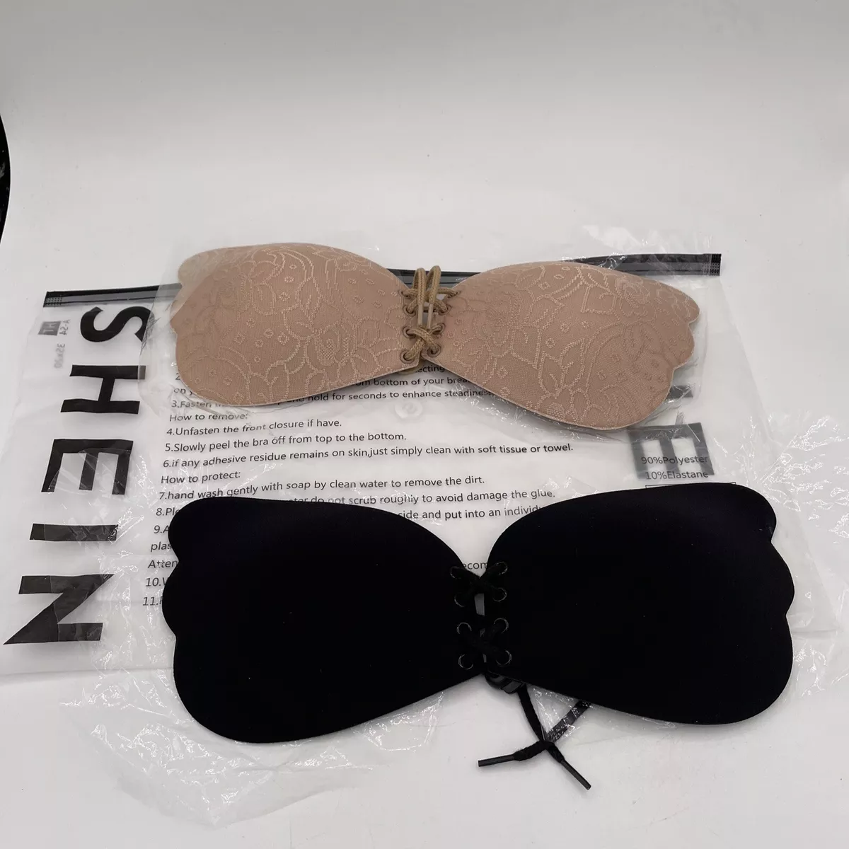 Women s Shein 2 pack lace up front self adhesive bra size Small New In Package