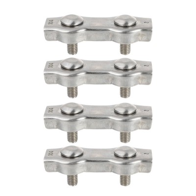  4 Pcs Cord Holder Wire Rope Double Clamp Fittings Steel Accessories
