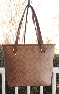Coach MEDIUM F58294 Taxi Signature C Coated Canvas Brown Tote W