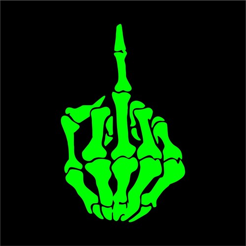 SKULL MIDDLE FINGER Decal Sticker Flip Off, Vinyl, Window, Wall, Car, Laptop - Bild 8 von 15