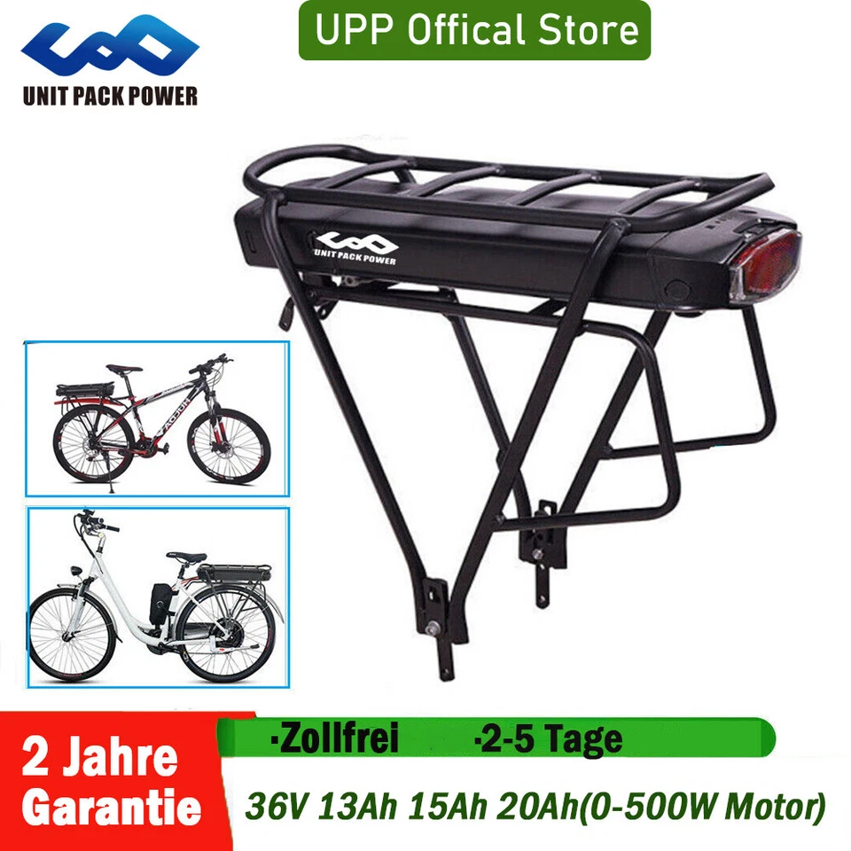 UNIT PACK POWER UPP gepäckträger AKKU E-bike 36V 13Ah 15Ah 20Ah Fahrrad Batterie +Gepäckträger