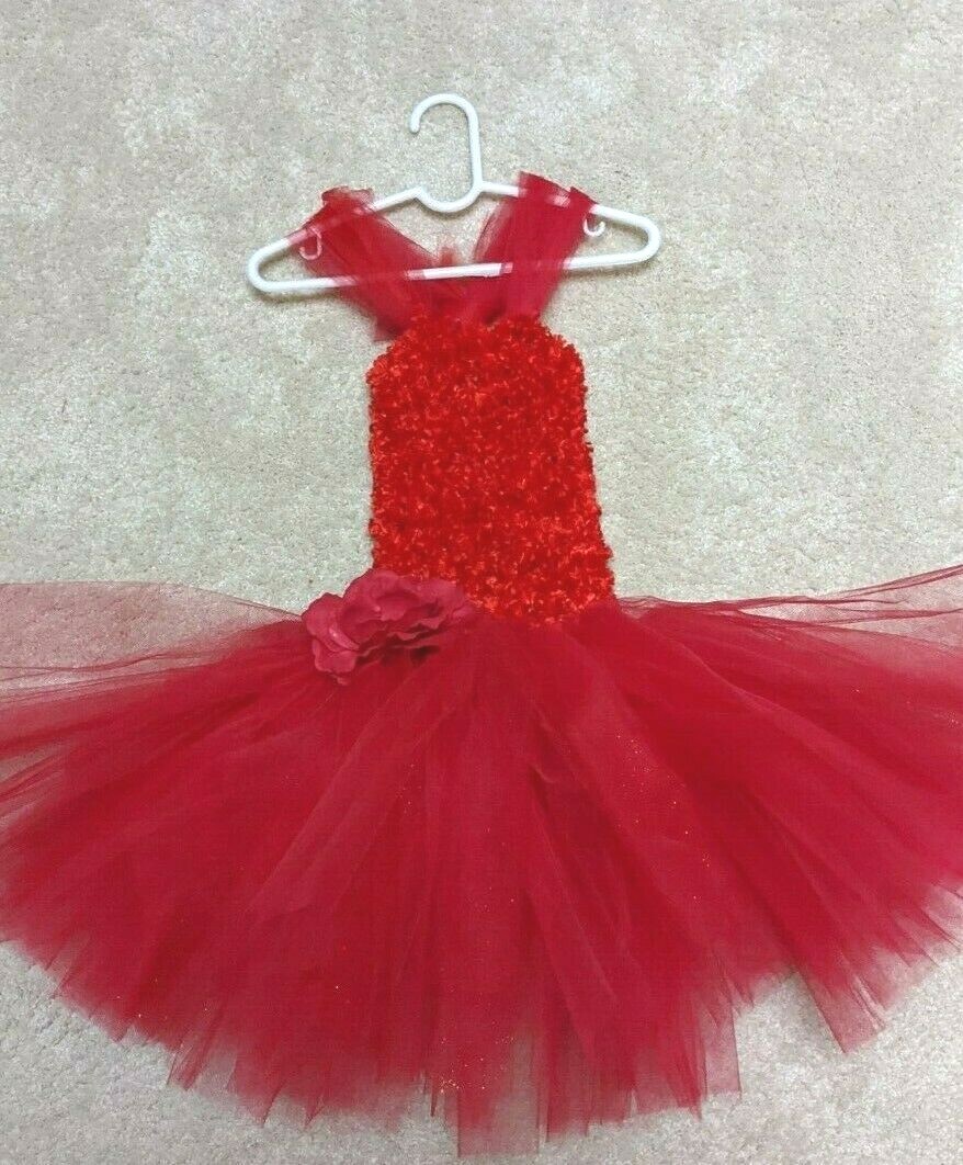 Red Fairy Tutu Dress with Sparkly Tulle Skirt Girls Size S