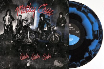 サイン入り Motley Crue Girls Girls LP レコード 希少 MOTLEY CRUE GIRLS GIRLS GIRLS LP *LTD* 30th ANNI USA BLUE BLACK