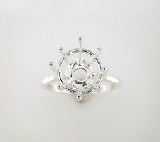 Round Deep Cut Solitaire Ring Setting Sterling Silver