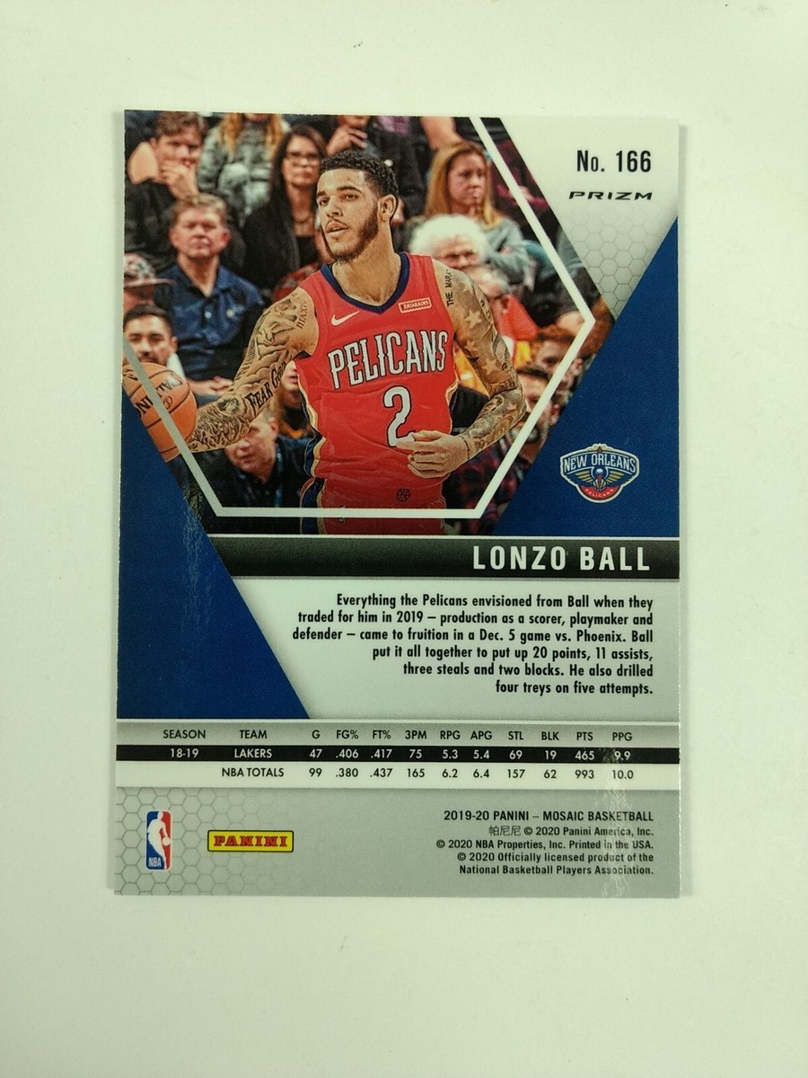 2019-20 Panini Mosaic Fast Break Silver Prizm Lonzo Ball #166