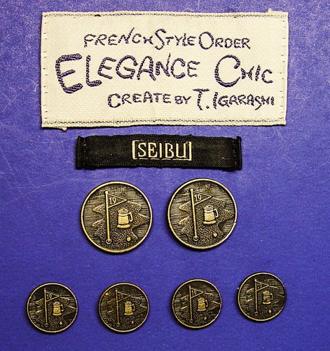 6 SEIBU T. Igarashi Vintage Drk Bronze color buttons used aged antiquated cond.