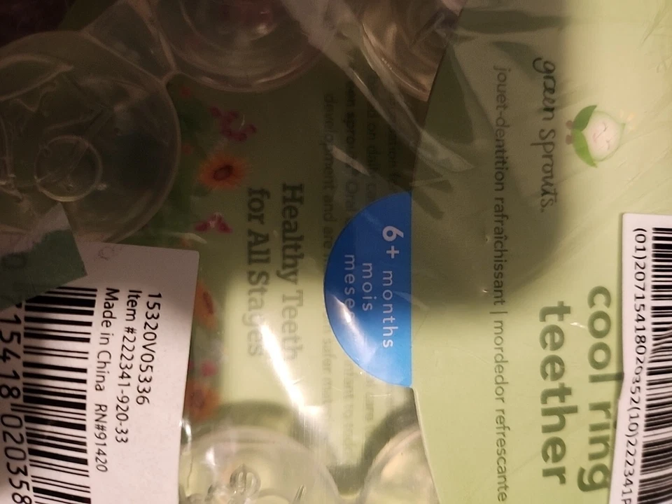 Mordedor calmante anillo verde brotes fresco anillo transparente mordedor de enfriamiento Foto 3 de 3