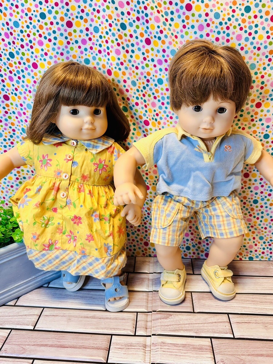 American Girl Bitty Baby Twins Dolls Boy Girl Sunny Day Outfits Brown Hair