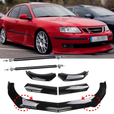 Front Bumper Lip Splitter Spoiler +Strut Rods Bar Rods For Saab 9-3 9-5 Body Kit