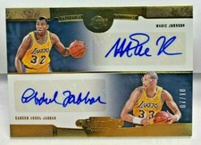 Magic Johnson/Kareem Abdul-Jabbar 2018-19 Panini Dominion Autograph Auto #d 7/10
