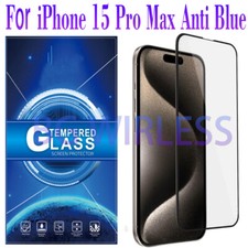 For iPhone 15 Pro Max Anti-Blue Light Tempered Glass Screen Protector COVER