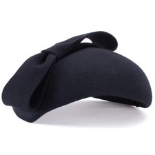 Teardrop Women 1940s Wool Felt Fascinator Hat Bow Tam Beret Casque A568 Black