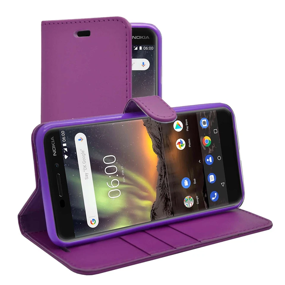 For Nokia 6 2018 Case Wallet Flip PU Leather Kickstand Card Holder Phone Cover - Image 3 of 4