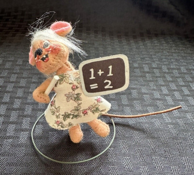 Vintage 1996 Annalee Teacher Mouse with Chalkboard & Chalk about 3.5'' tall
