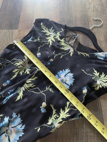 Topshop Unique Evelyn Asymmetric Silk Midi Dress Black Blue Floral Size 4 - Picture 20 of 23