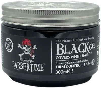 Barbertime Hair Styling Gel | Temp Black Coloring Gel for White Grey Hair 300ml