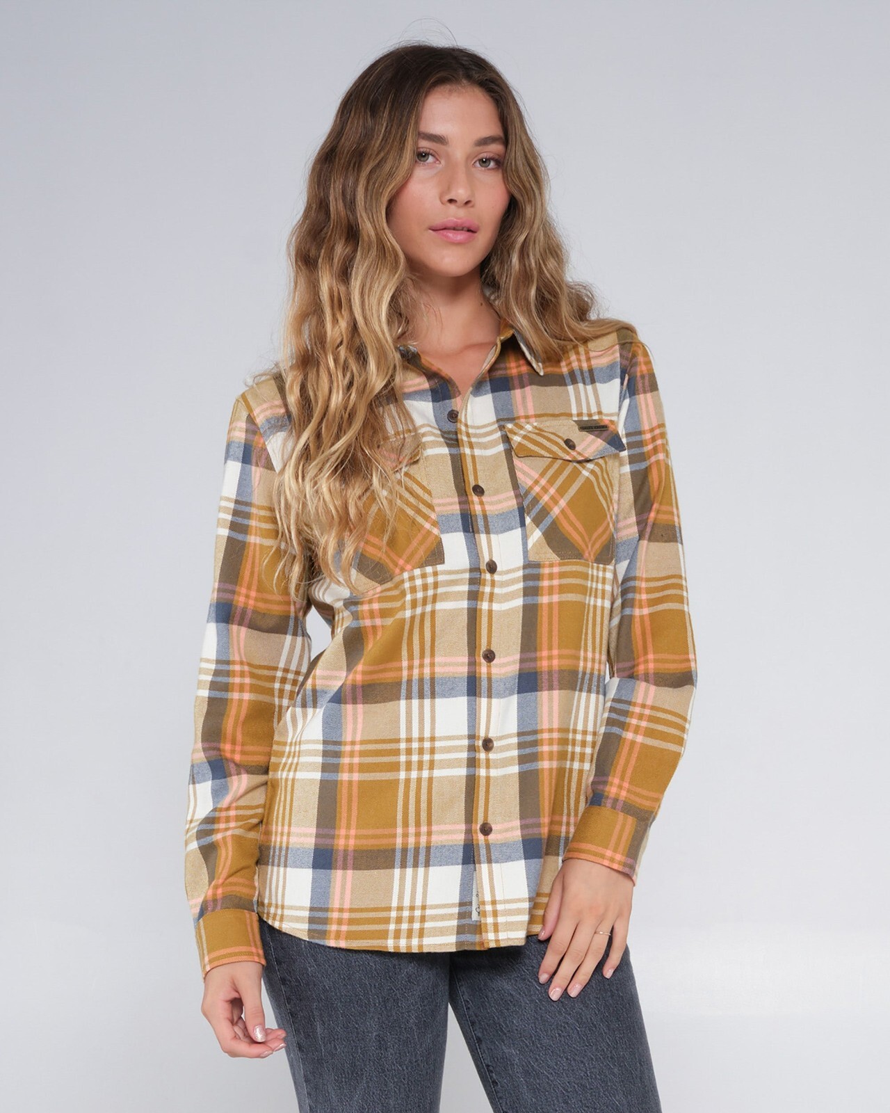 Совершенно Новый женский укороченный фланелевый костюм Salty Crew Womens Golden Age Gold Small