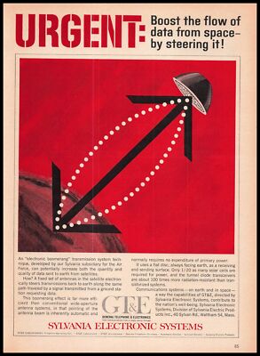 1964 Sylvania GT&E Electronic Boomerang Transmission Systems Vintage Print Ad