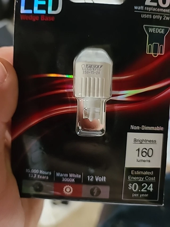 Feit Electric LVW/LED 12V 2W 3000K 160 Lumens Wedge Base LED Light Bulb - Image 2 of 3