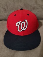 New Era 59Fifty MLB Washington Nationals On Field Red Blue Size 8 Hat Cap