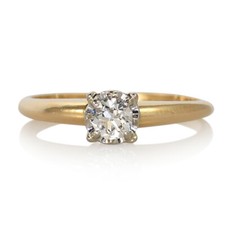 14K Yellow Gold Vintage Diamond Solitaire Ring, .25ct, 2.3g