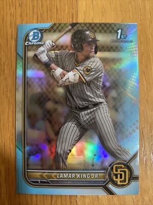 2022 Bowman Draft Chrome Lamar King Jr Sky Blue Refractor BDC-143 - Padres