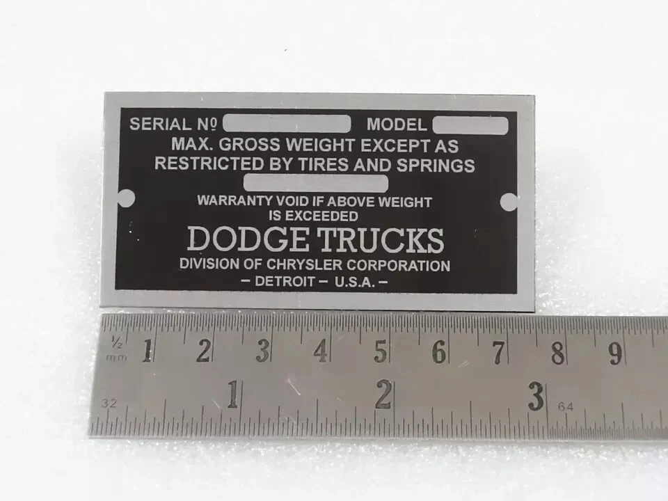 PLACA DE DATOS PARA CAMIÓN DODGE VINTAGE 1928-1937 | Apto para Foto 2 de 4