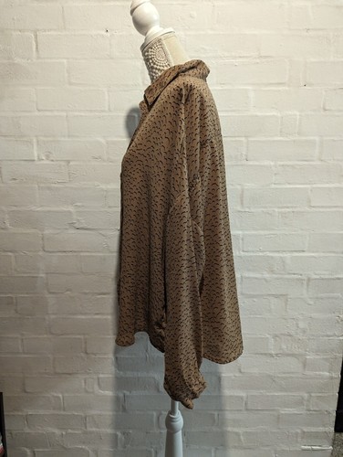 Monki XL dotty smudge print shirt Blouse Loose relaxed fit Brown Monkl - Picture 7 of 9