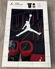 Nike Jordan Baby 3 Piece Set SS Bodysuit, Hat and Booties New In Box 0-6 Months