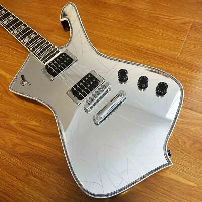 Iceman Silver Paul Stanley Cracked Mirror Electric Guitar 2H Open Pickups