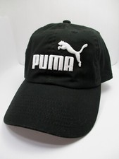 PUMA Pounce Gorra/Sombrero Negro Letras Blancas Ajustables Auténtico PUMA