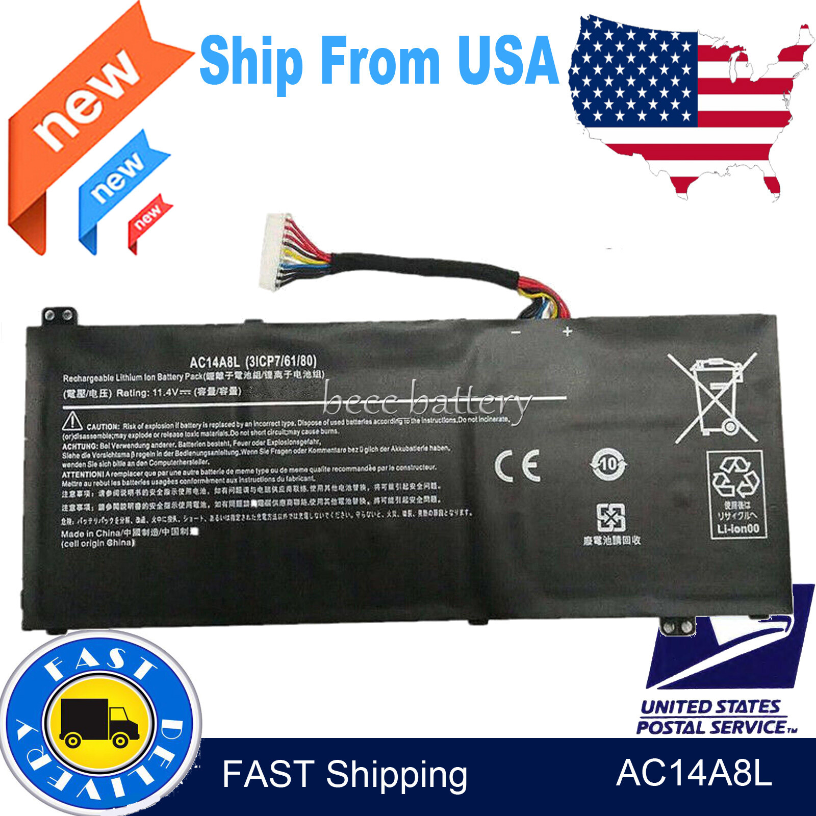 AC14A8L 3ICP7/61/80 Battery for Acer Aspire V15 Aspire V15 VN7 592G Laptop