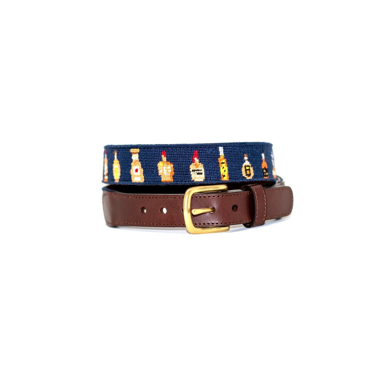 Needlepoint hand stitched vintage belts with solid brass buckles Hand Stitched Needlepoint Dog Belt – Castles & Crowns, Inc main image 2